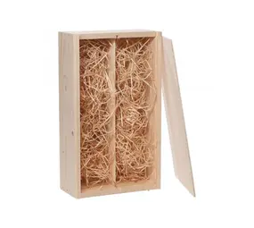 Cadeauverpakking wijnkist hout 2-vaks kist hout met schuifdeksel Cadeauverpakking wijnkist hout 2-vaks kist hout met schuifdeksel