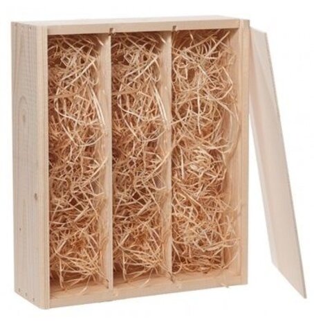 Cadeauverpakking wijnkist hout 3-vaks kist hout met schuifdeksel Cadeauverpakking wijnkist hout 3-vaks kist hout met schuifdeksel