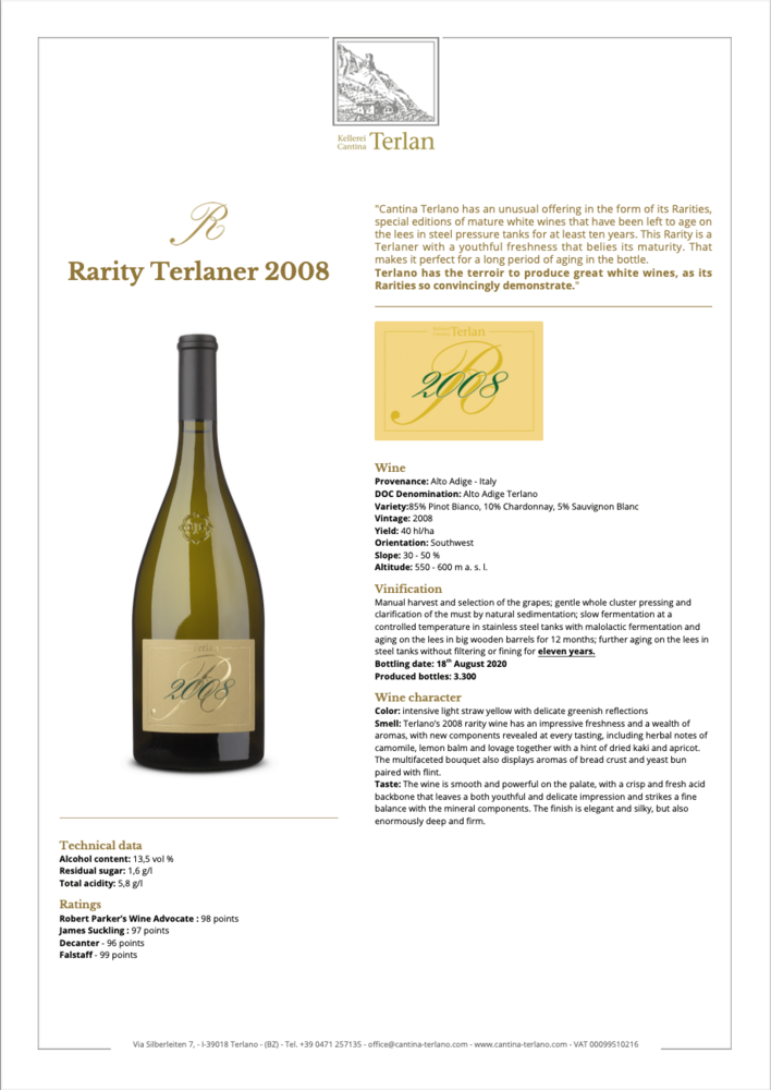 Terlan (Cantine) Rarity Terlaner 2008