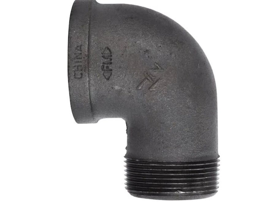 1/2 in. Black Malleable Iron 90 Degree FPT x MPT Street Elbow Fitting