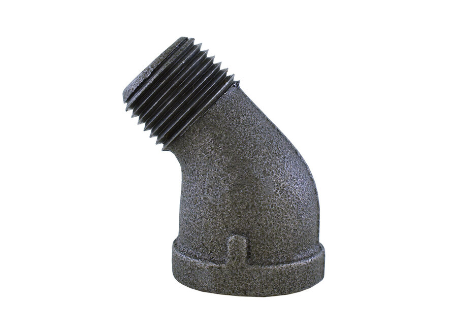 1/2” MPT x 1/2″ FPT Black Malleable Banded 45º Street Elbow