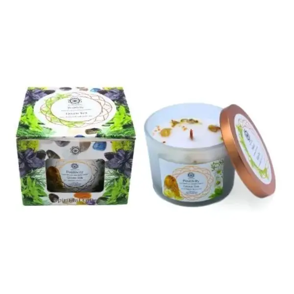 Green Tree Candle Company Edelsteenkaars Green Tea Positivity - Aromatherapie - Green Tree
