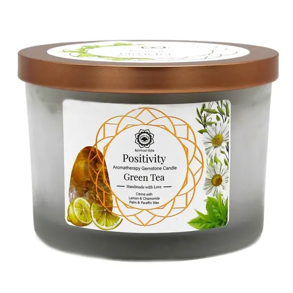 Green Tree Candle Company Edelsteenkaars Green Tea Positivity - Aromatherapie - Green Tree