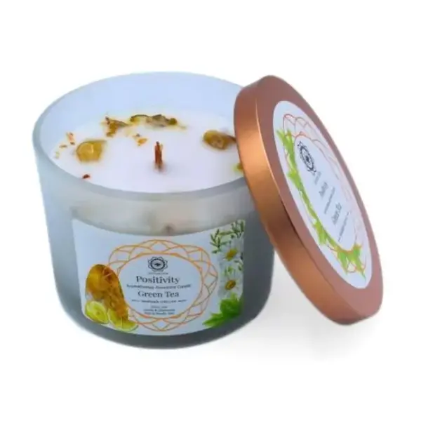 Green Tree Candle Company Edelsteenkaars Green Tea Positivity - Aromatherapie - Green Tree