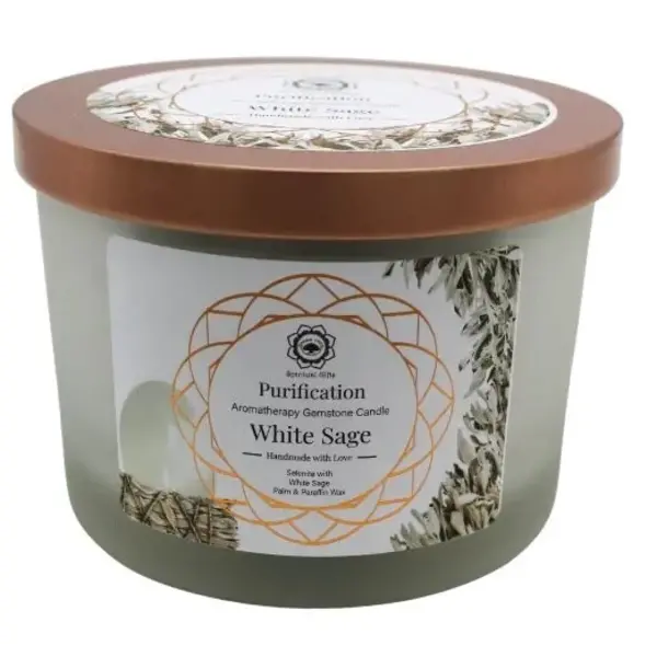 Green Tree Candle Company Edelsteenkaars White Sage Purification - Aromatherapie - Green Tree