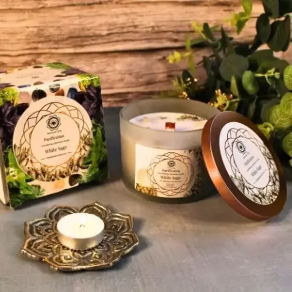 Green Tree Candle Company Edelsteenkaars White Sage Purification - Aromatherapie - Green Tree