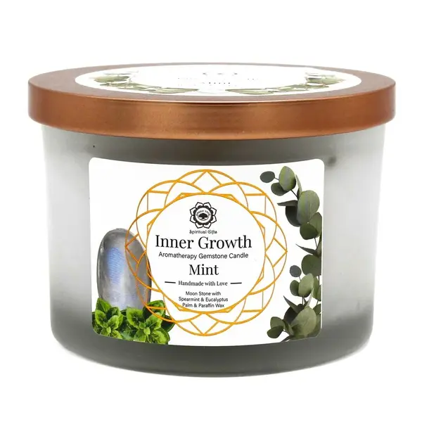 Green Tree Candle Company Edelsteenkaars Mint Inner Growth - Aromatherapie - Green Tree