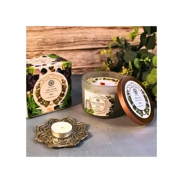 Green Tree Candle Company Edelsteenkaars Mint Inner Growth - Aromatherapie - Green Tree