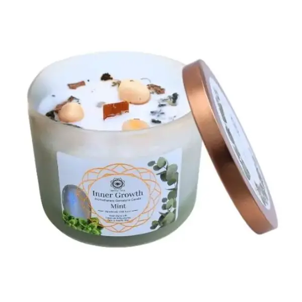 Green Tree Candle Company Edelsteenkaars Mint Inner Growth - Aromatherapie - Green Tree