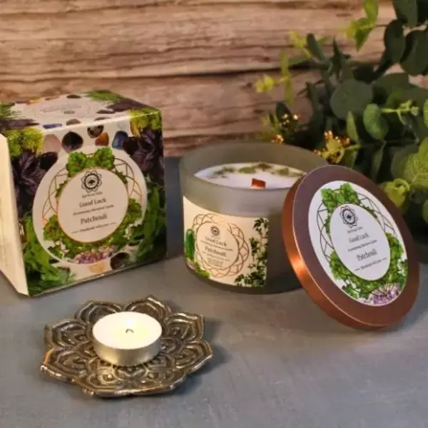 Green Tree Candle Company Edelsteenkaars Patchouli Good Luck - Aromatherapie - Green Tree