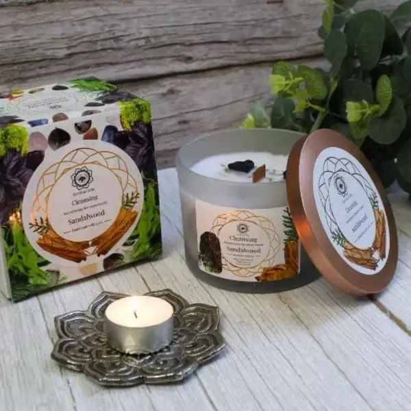 Green Tree Candle Company Edelsteenkaars Sandalwood Cleansing - Aromatherapie - Green Tree