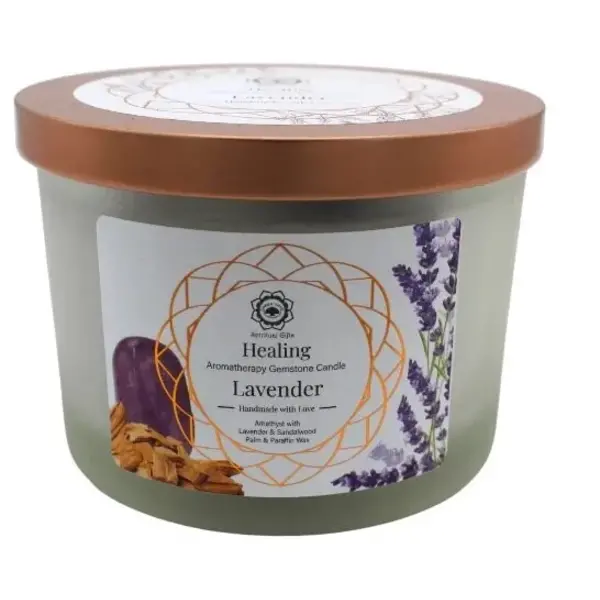 Green Tree Candle Company Edelsteenkaars Lavender Healing - Aromatherapie - Green Tree
