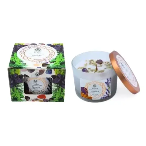 Green Tree Candle Company Edelsteenkaars Lavender Healing - Aromatherapie - Green Tree