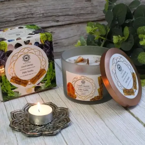 Green Tree Candle Company Edelsteenkaars Palo Santo Good Energy - Aromatherapie - Green Tree