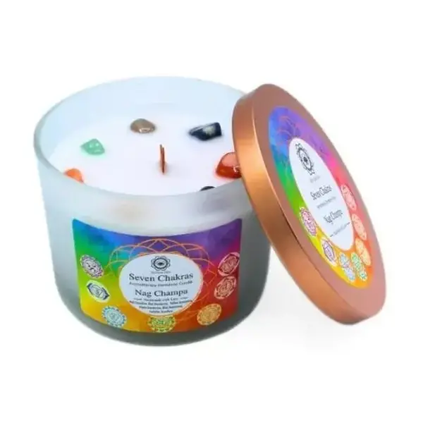 Green Tree Candle Company Edelsteenkaars Nag Champa - Seven Chakra's - Aromatherapie - Green Tree