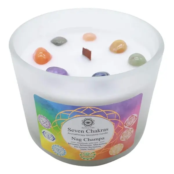Green Tree Candle Company Edelsteenkaars Nag Champa - Seven Chakra's - Aromatherapie - Green Tree