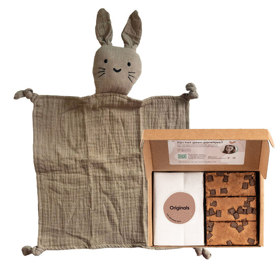 Voordeelcadeau: Hydrofiele knuffel konijn Zand & Brownies | Brownies | Konijnknuffel