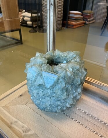 mineral series by isaac monte crystal vase medium grey blue