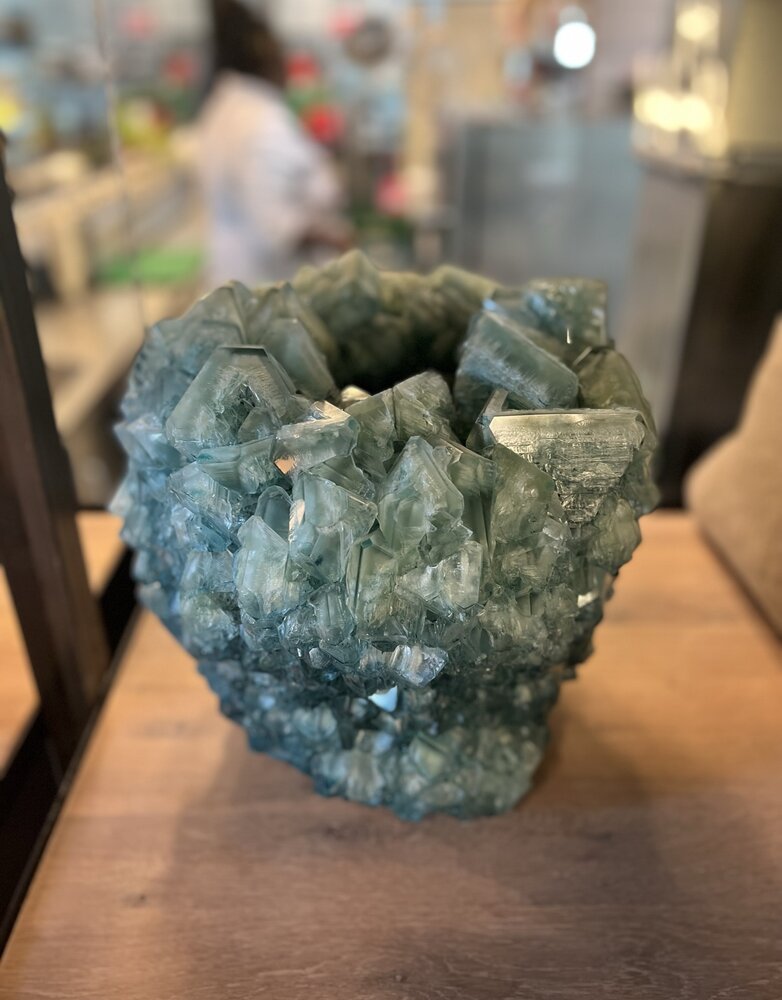mineral series by isaac monte mineral series vase medium plus ice blue