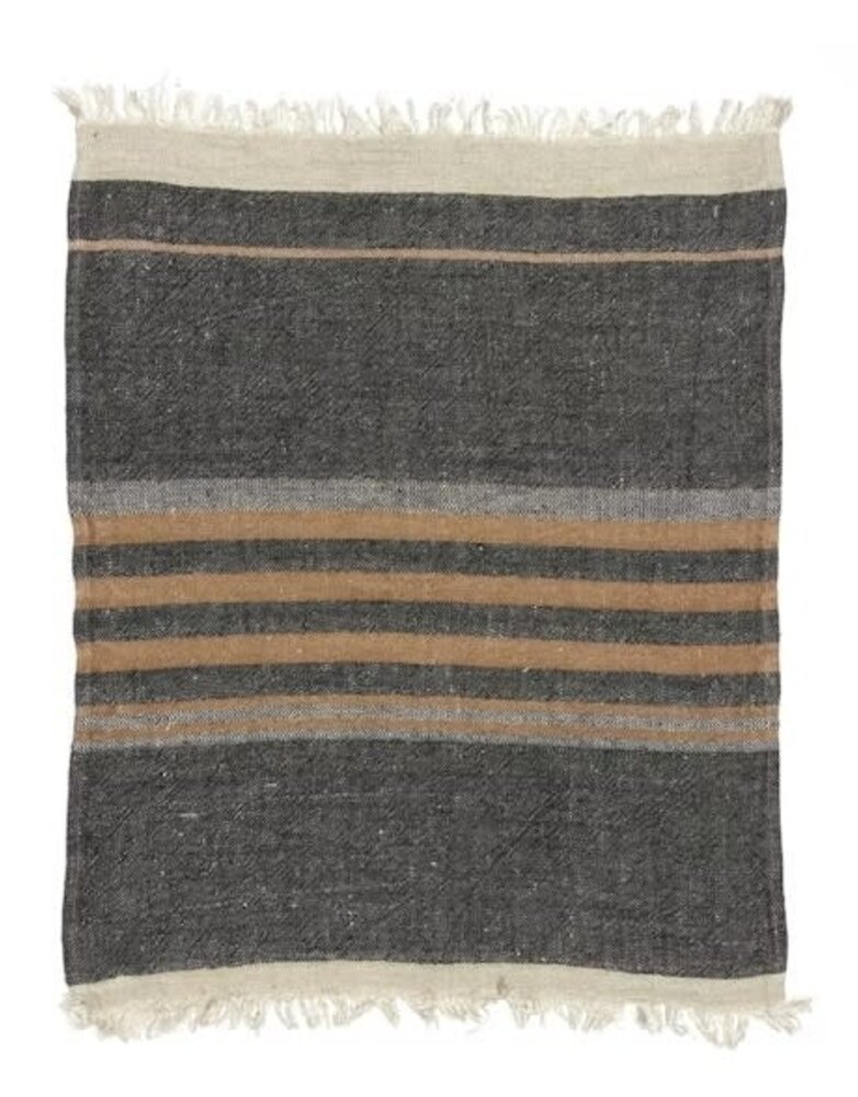 libeco home the belgian towel black stripe 110x180cm