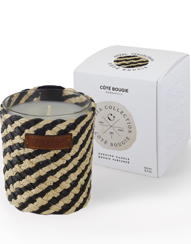 cote bougie geurkaars raffia en leer azel small