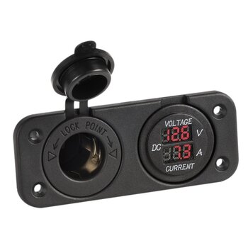 Osculati Digitale voltmeter en ampèremeter, stopcontact 12 V