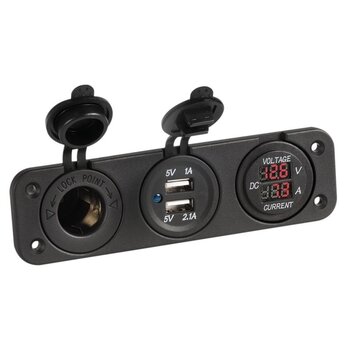 Osculati Digitale voltmeter en ampèremeter, stopcontact 12V, USB