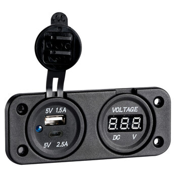 Osculati Digitale voltmeter + dubbele USB A-C