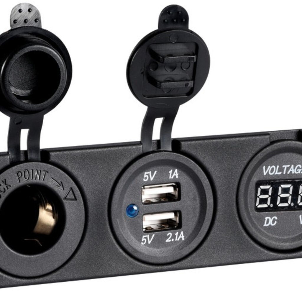 Osculati Digitale voltmeter + dubbele USB-poort en stopcontact
