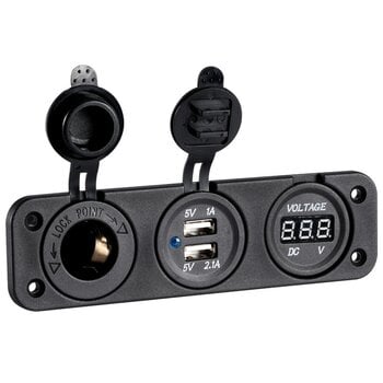 Osculati Digitale voltmeter + dubbele USB-poort en stopcontact