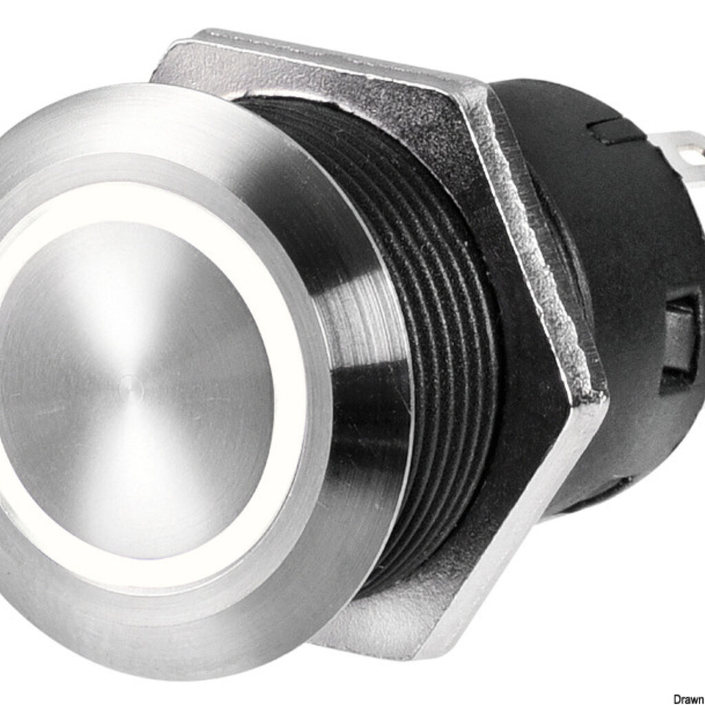 FLAT RVS schakelaar AAN-UIT 24 V blauw