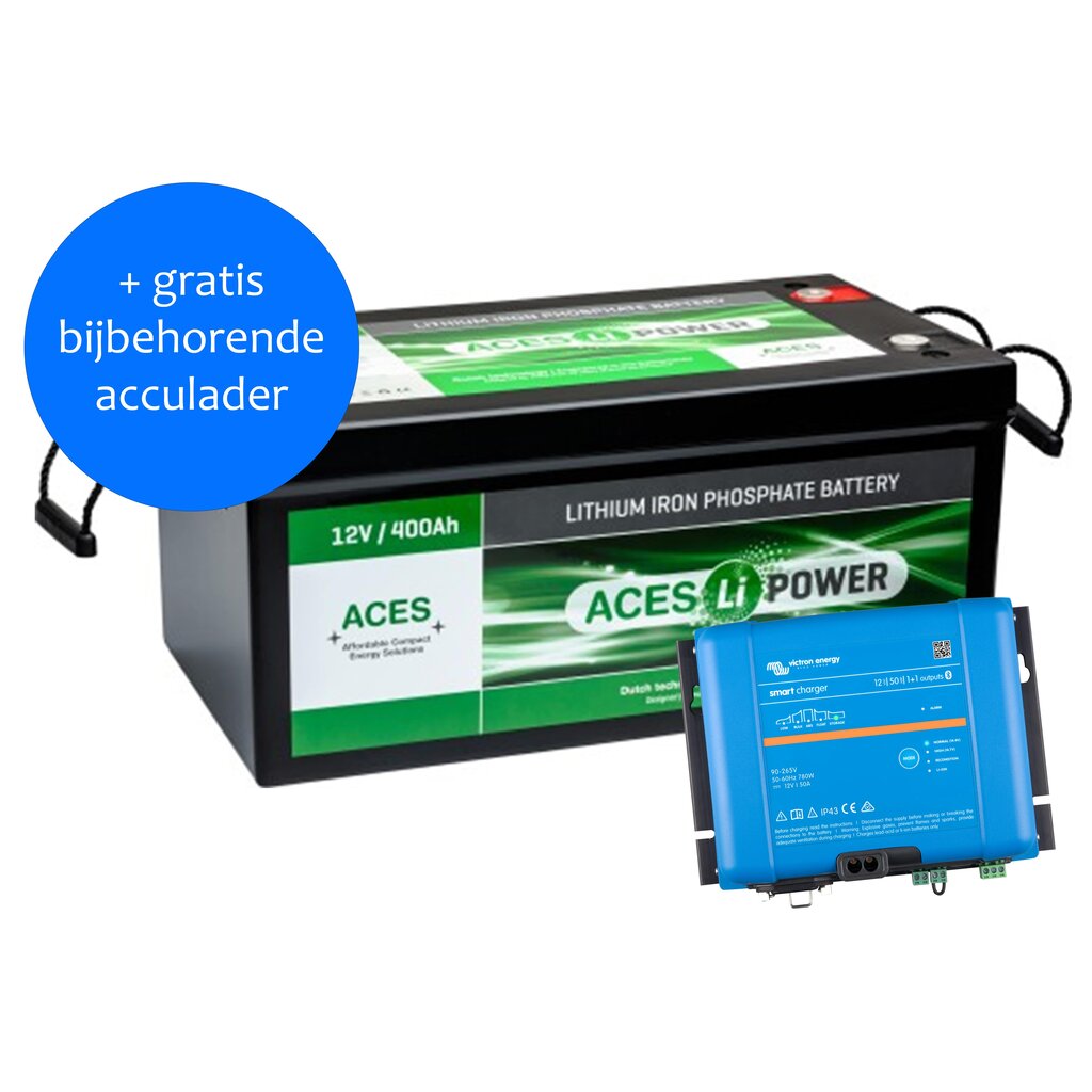 Aces Accu Pakket Lithium 12V 400Ah + Acculader