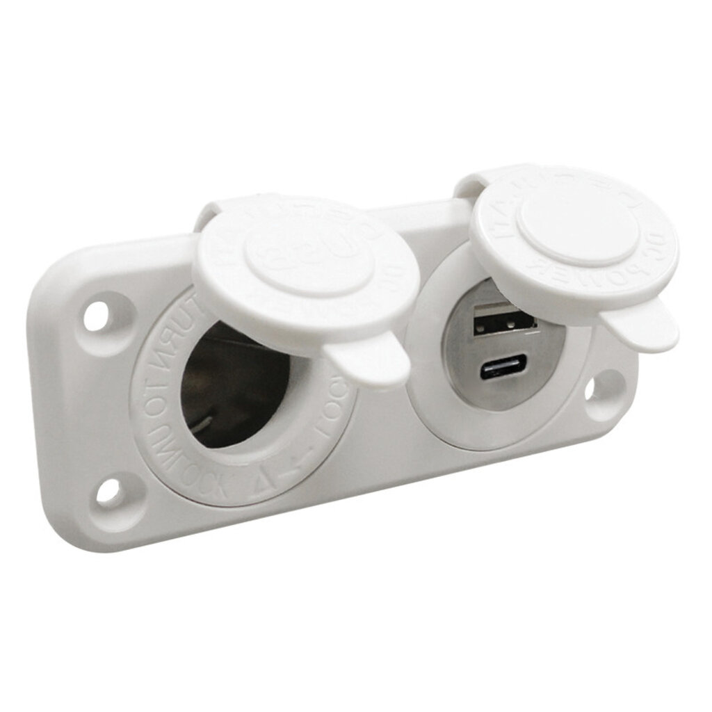 Osculati Aanstekeraansluiting + USB-A + USB-C wit