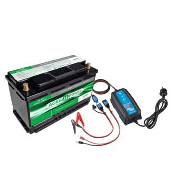 Accu Set ACES Accu Lithium 12V 100Ah + Victron Acculader IP65 10A
