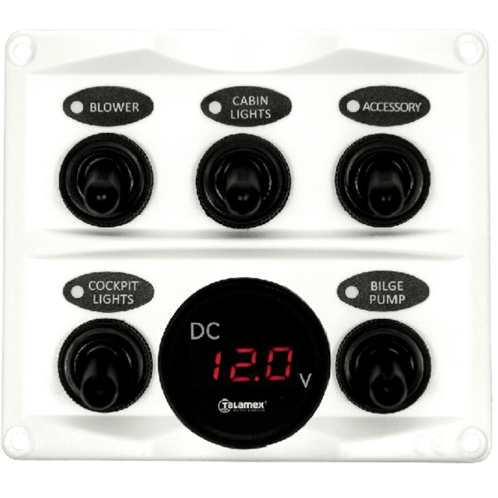 Schakelpaneel wit met voltmeter 12/24V