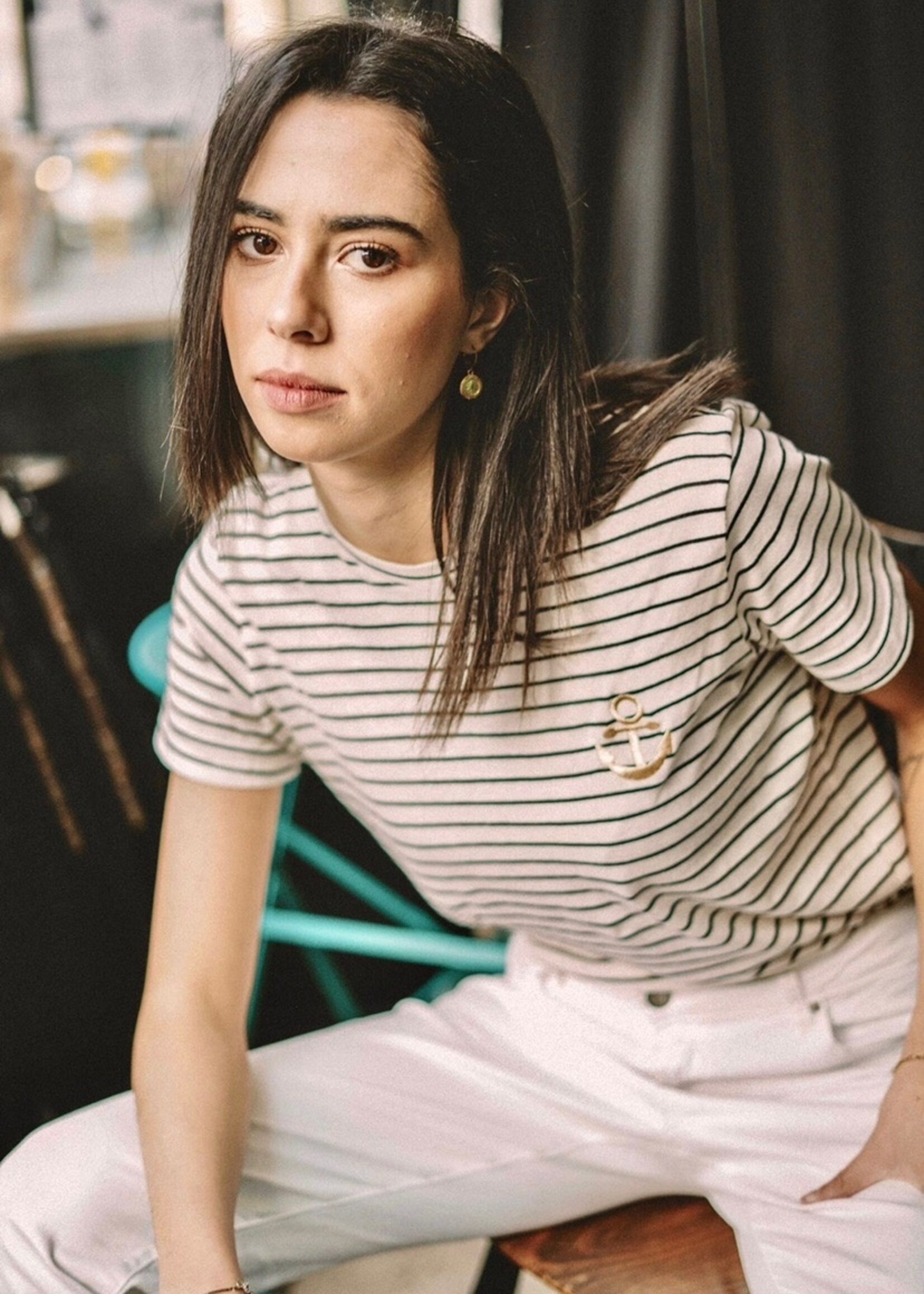 JUBYLEE Gestreept T-shirt Wit en Zwart - Firouz