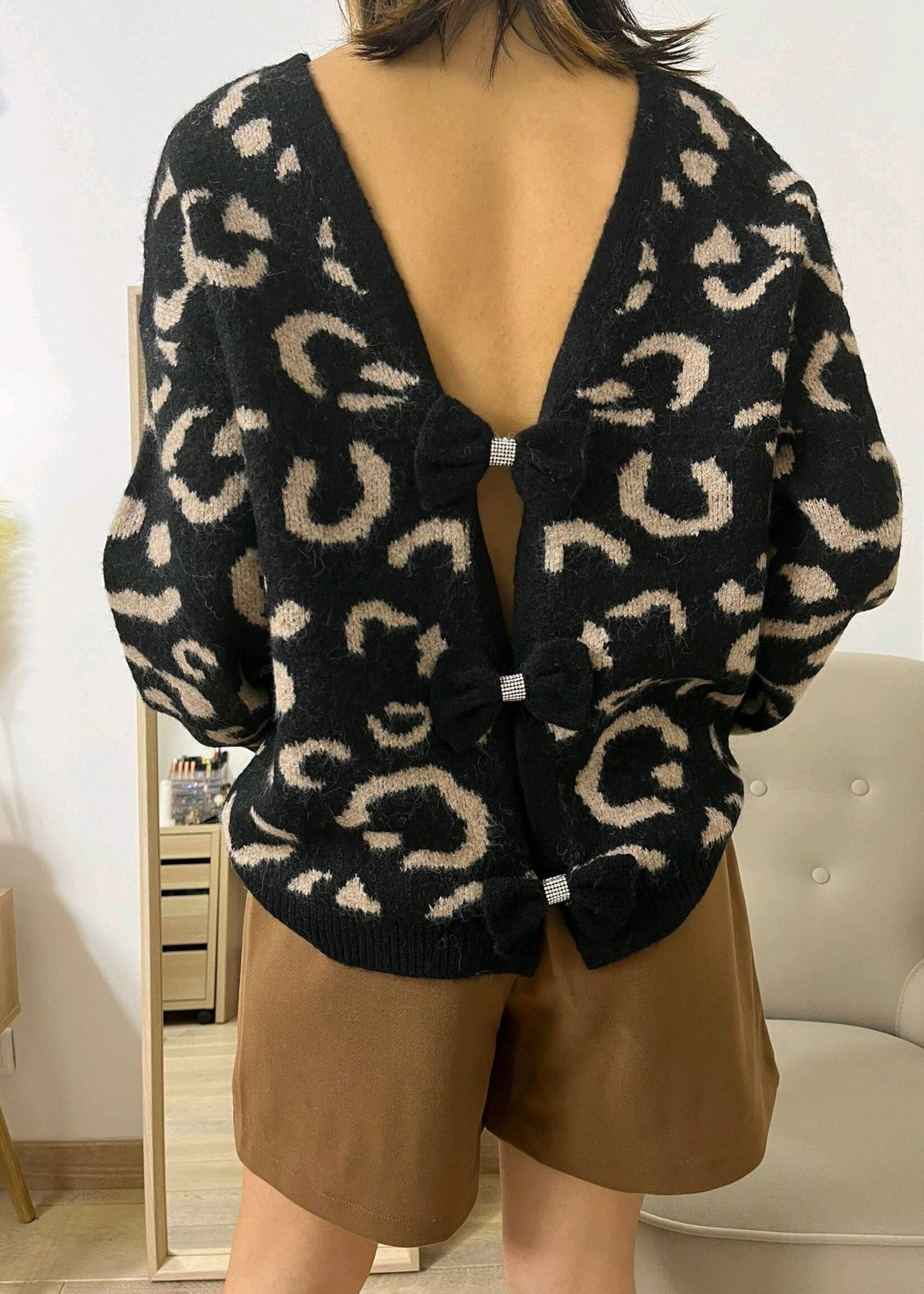 PULL LEOPARD NOIR/BEIGE