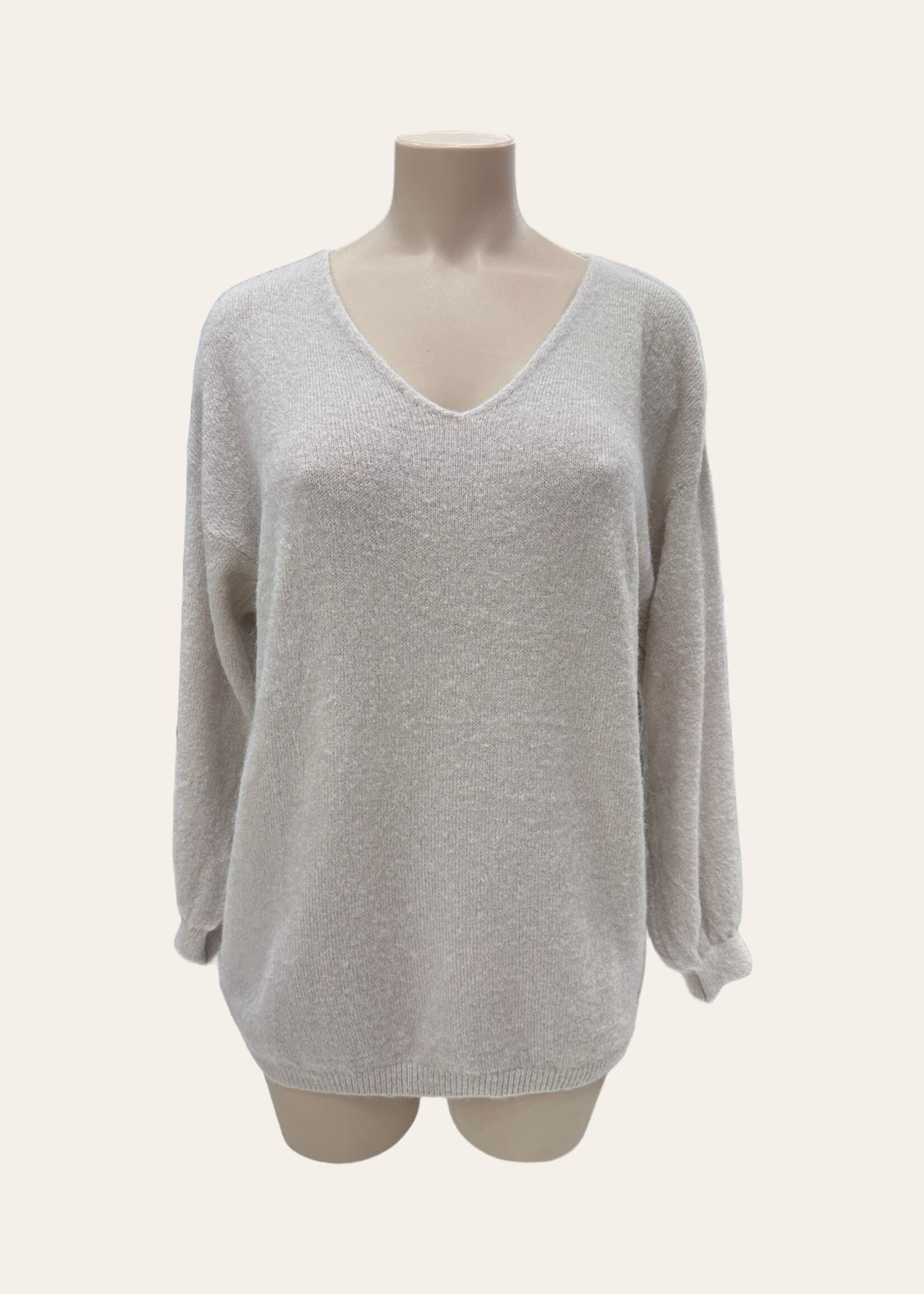 PULL COL V BABY ALPAGA LONGUE MANCHES - OVERSIZE 42/50