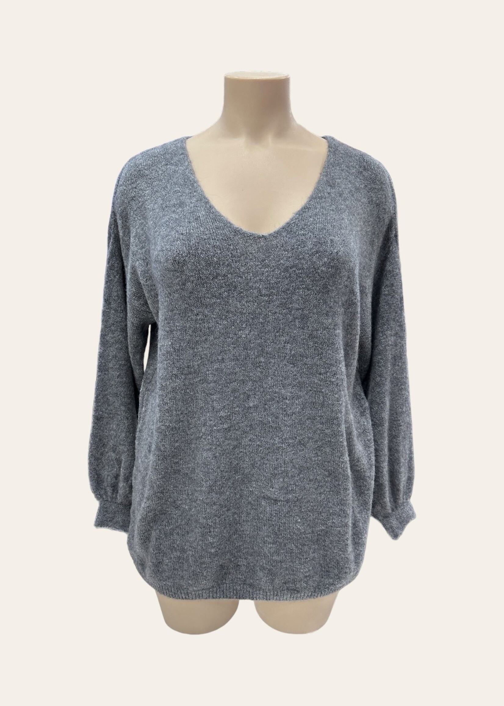PULL COL V BABY ALPAGA LONGUE MANCHES - OVERSIZE 42/50