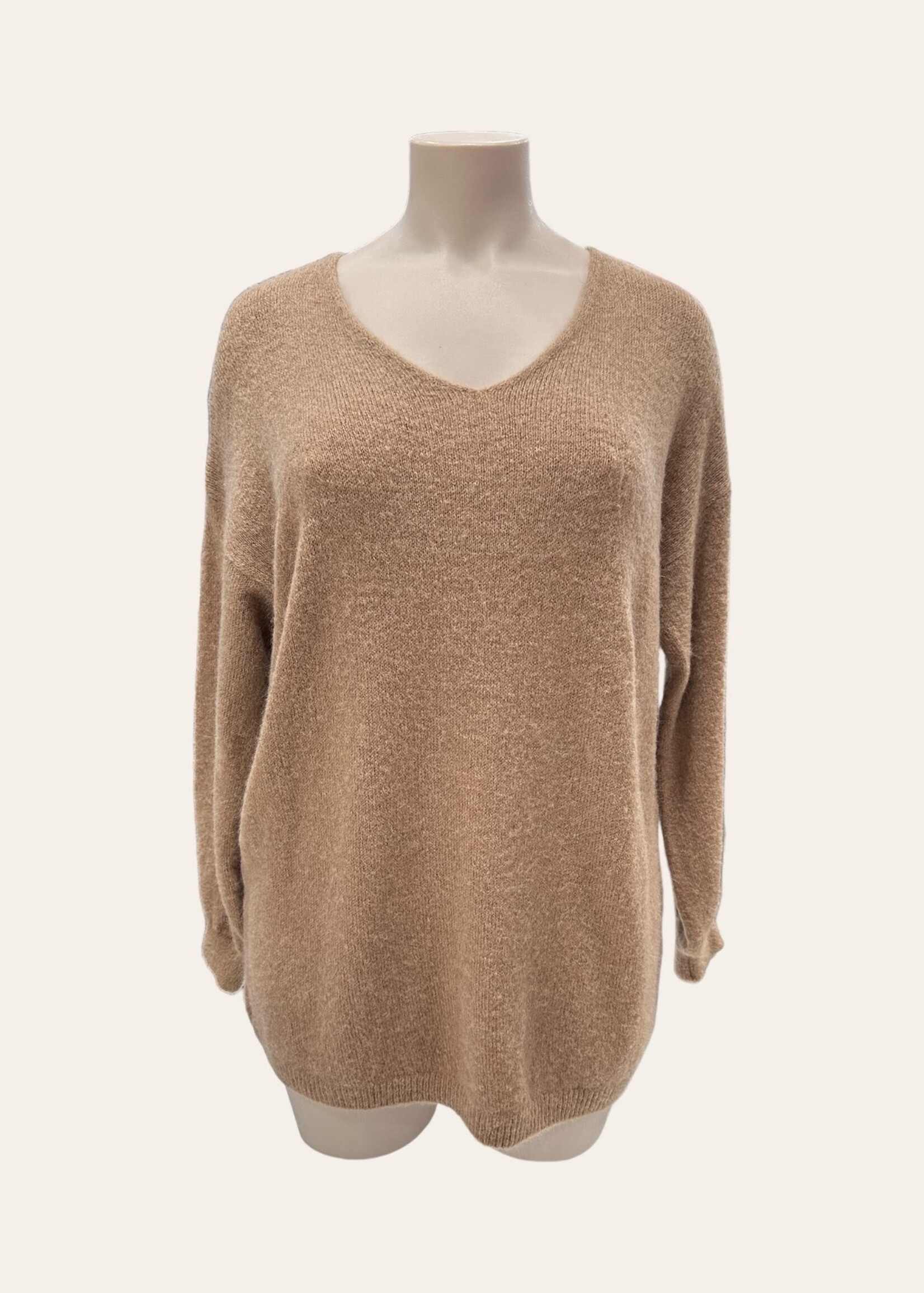 PULL COL V BABY ALPAGA LONGUE MANCHES - OVERSIZE 42/50