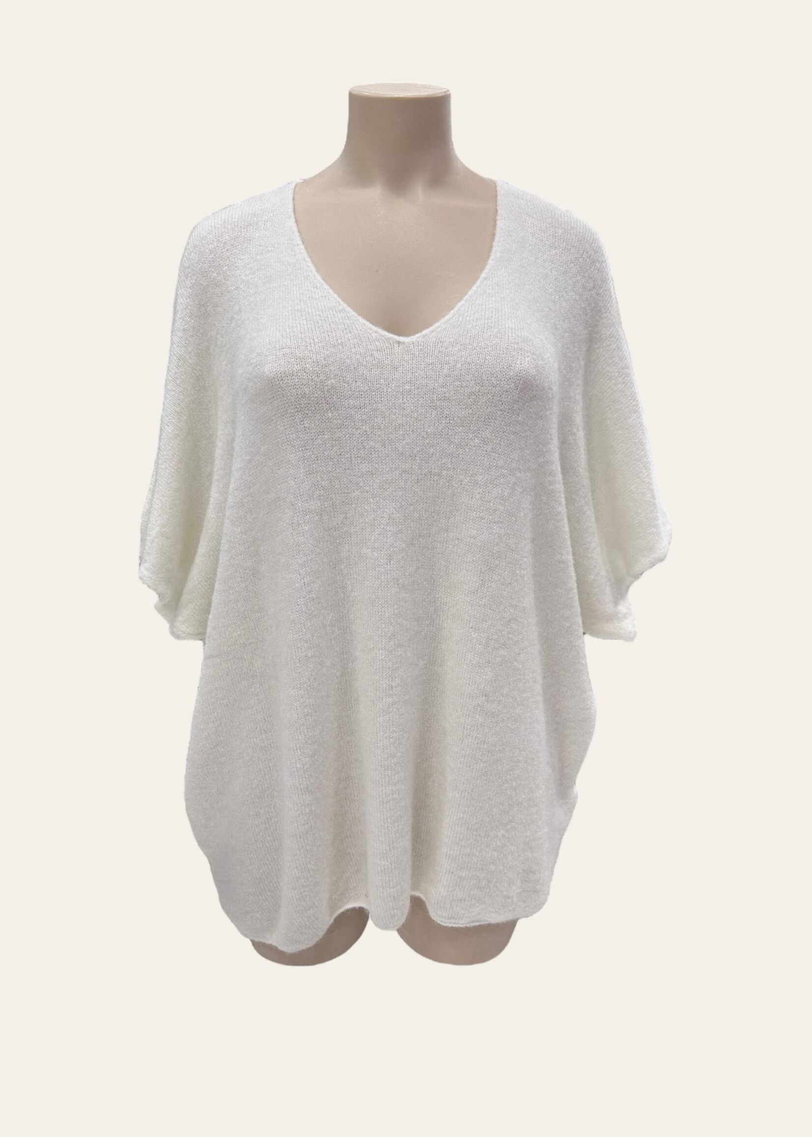 PULL COL V BABY ALPAGA COURTES MANCHES - OVERSIZE 42/50