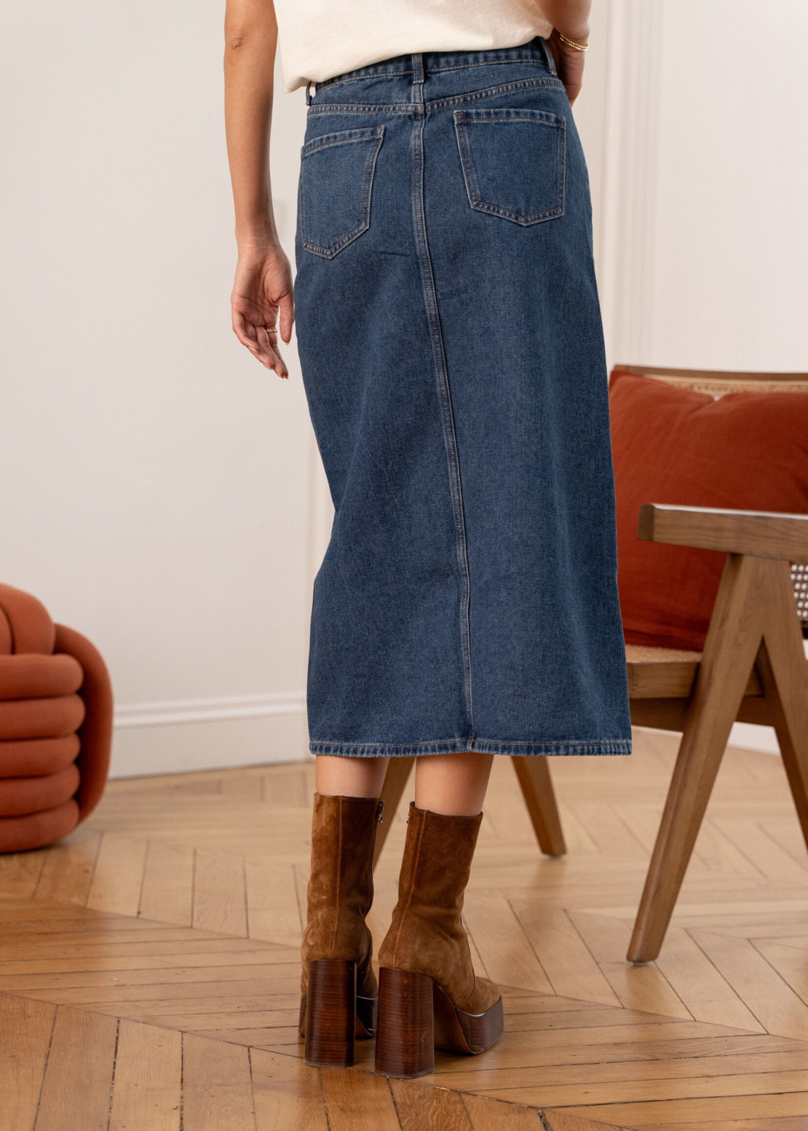ORAIJE ROK JEAN MET EEN SPLIT - JUDY