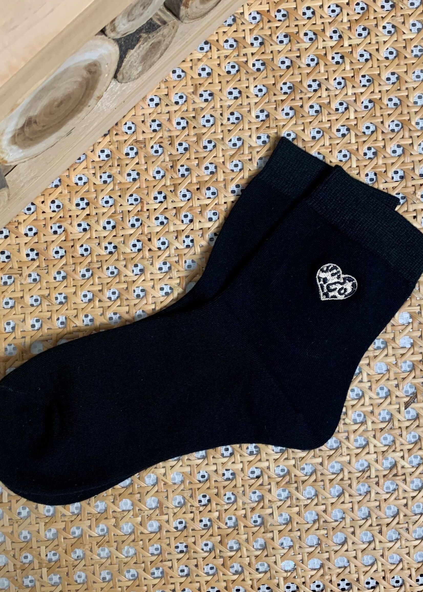 CHAUSSETTES COEUR LEO - NOIR - ONE SIZE