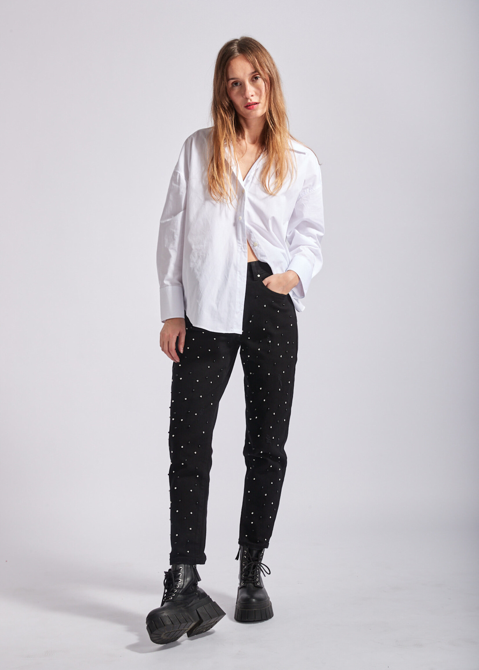 TOXIK3 JEAN MOM PERLES - SKY