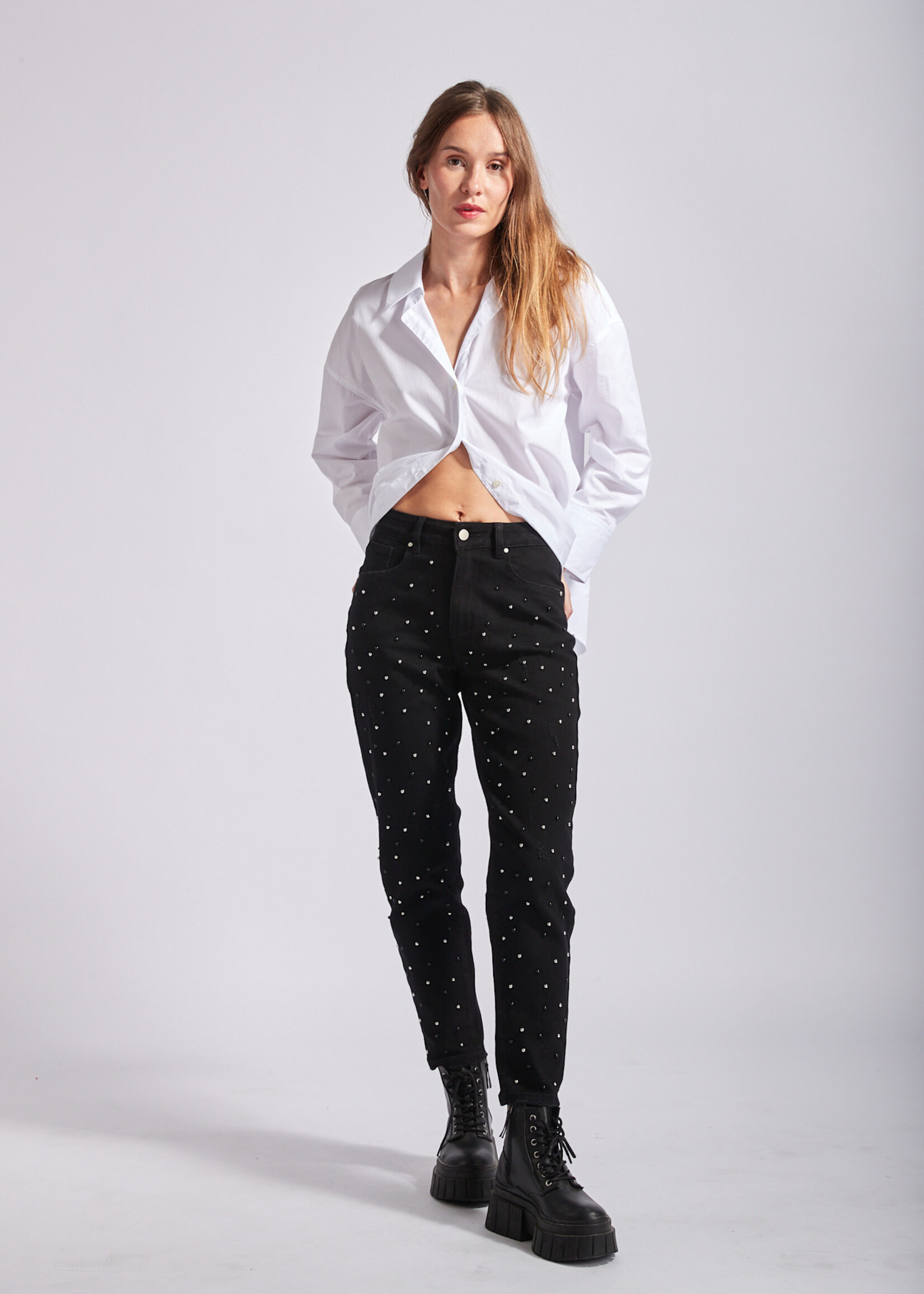 TOXIK3 JEAN MOM PERLES - SKY