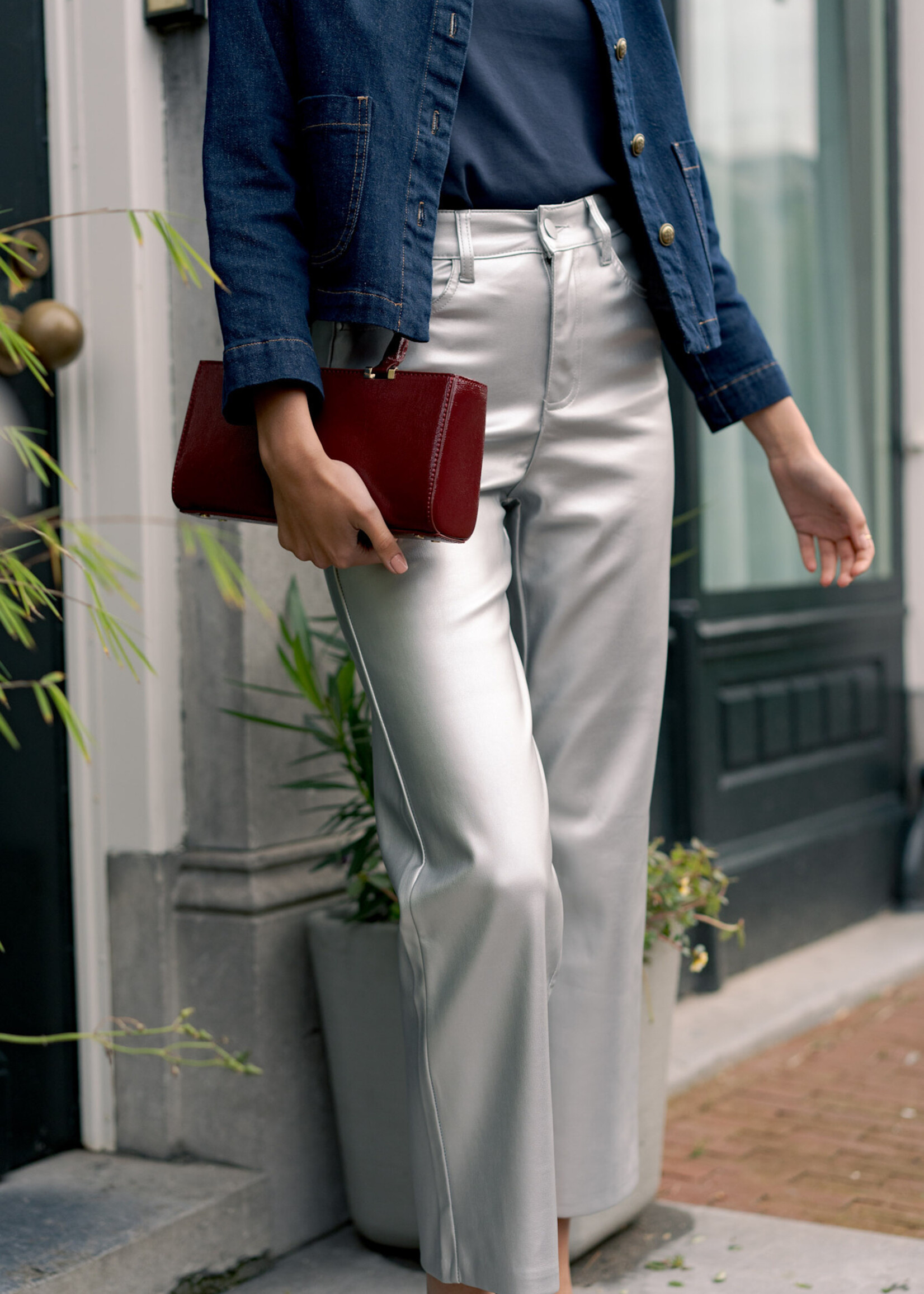 ORAIJE PANTALON ARGENTÉ SIMILICUIR - SOLANGE