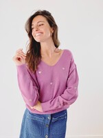 JUBYLEE PRUIM TRUI MET GOUD GEBORDUURDE HARTJES OP V-HALS - ONE SIZE