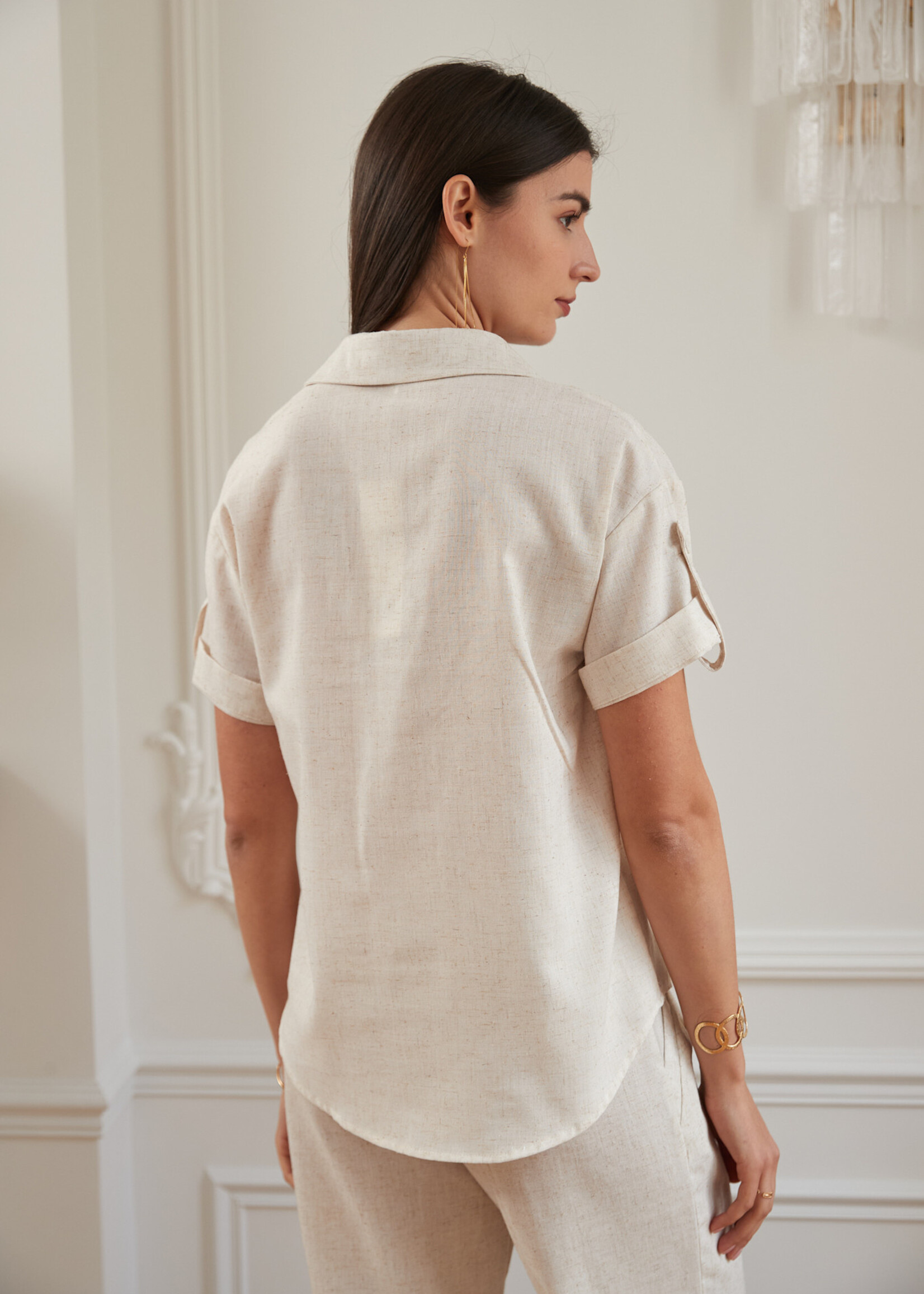 CHEMISE SAFARI COURTES MANCHES-LIN