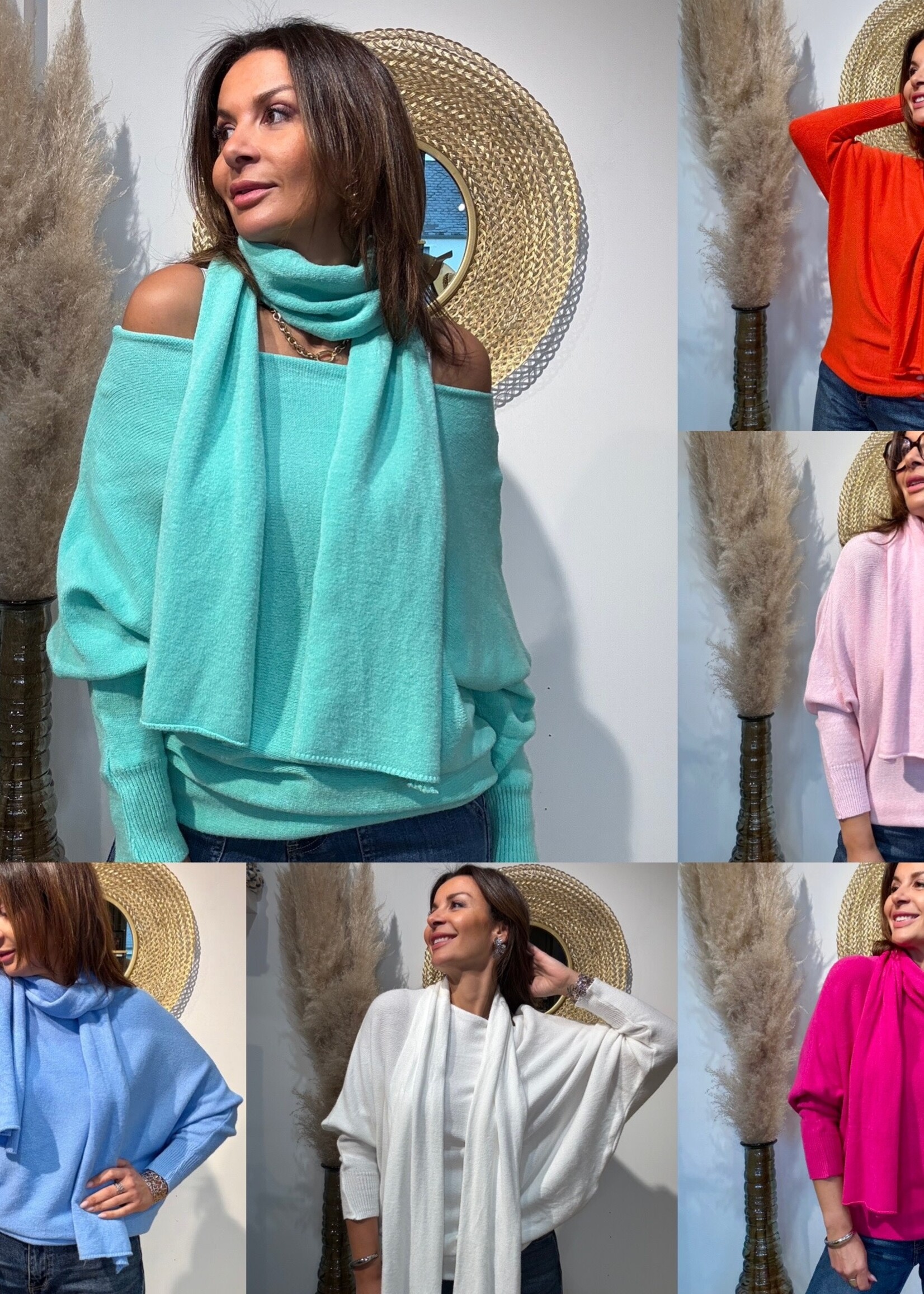 Pull Chauve-Souris avec Écharpe - Élégance Italienne