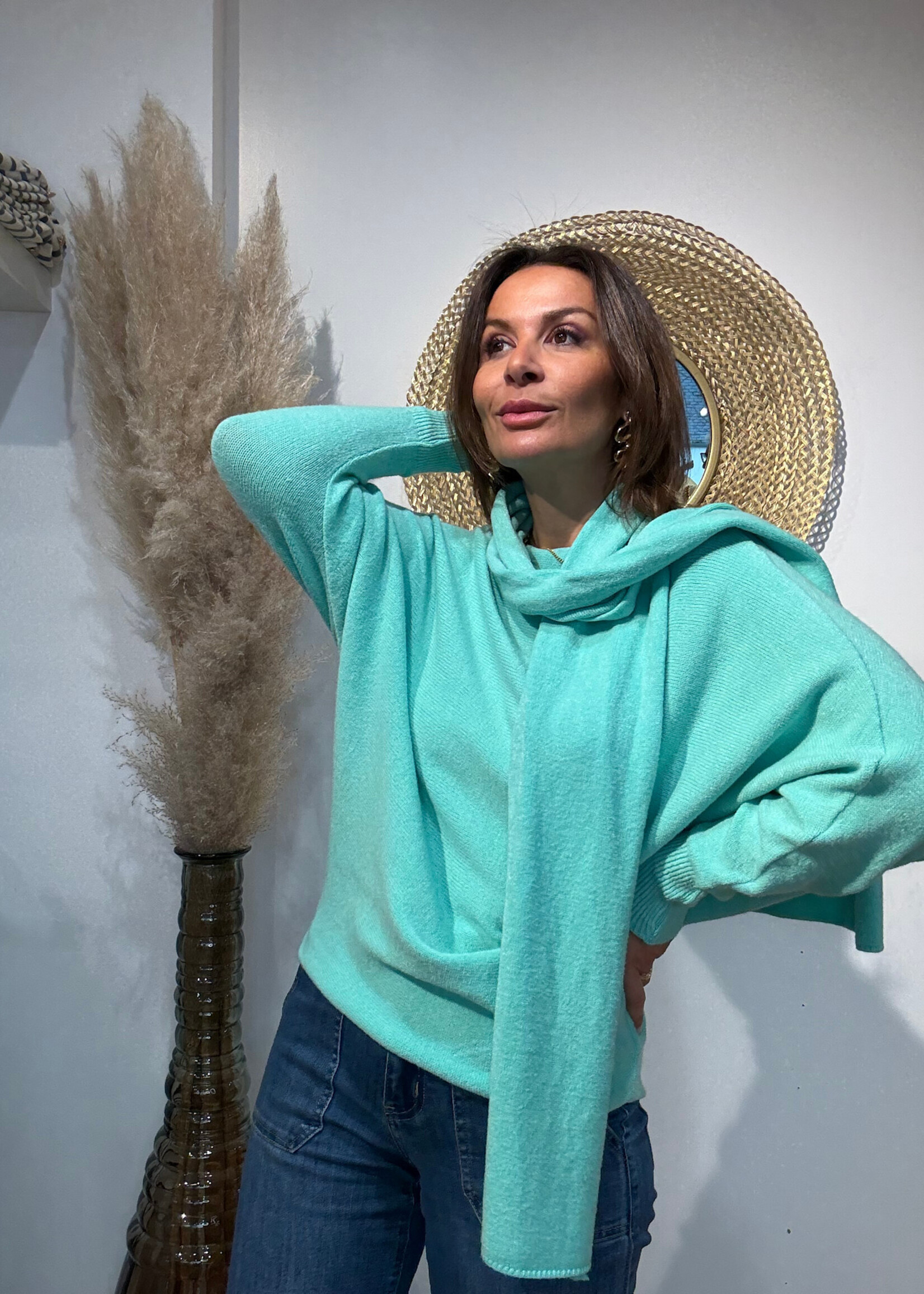Pull Chauve-Souris avec Écharpe - Élégance Italienne